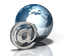 Image of email symbol with globe